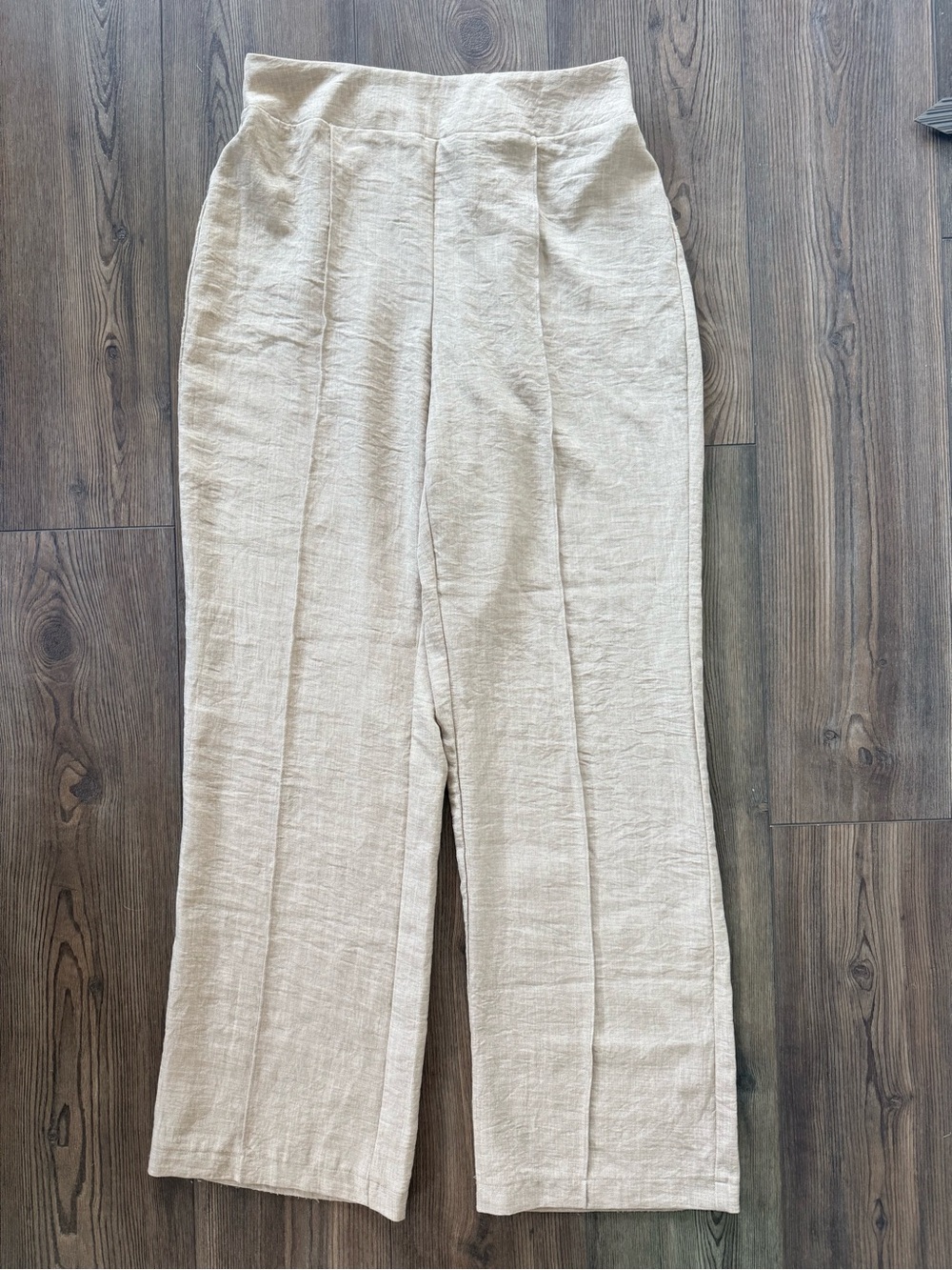 Soho Apparel Natural Beige Wide-Leg Linen Pants